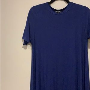 Roolee Navy Blue High Neck Tunic Midi Dress